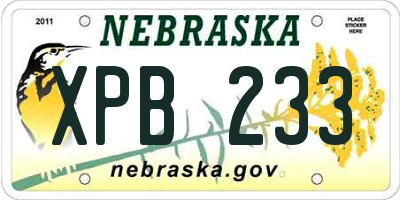 NE license plate XPB233