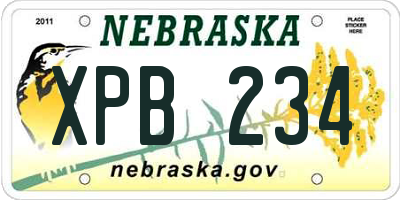NE license plate XPB234