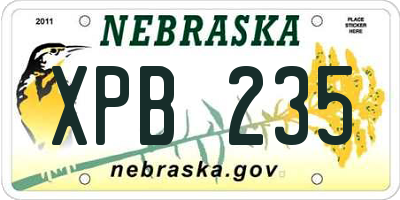 NE license plate XPB235
