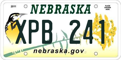NE license plate XPB241