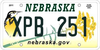 NE license plate XPB251