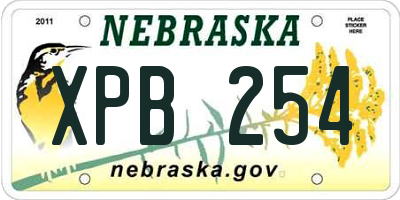 NE license plate XPB254