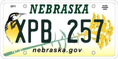 NE license plate XPB257