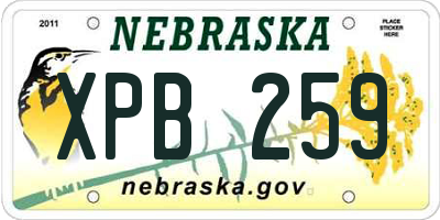 NE license plate XPB259