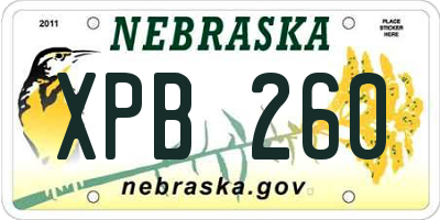 NE license plate XPB260