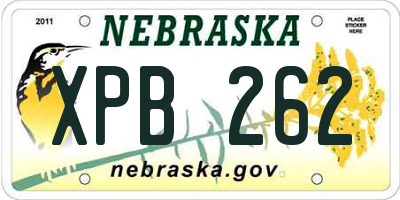 NE license plate XPB262