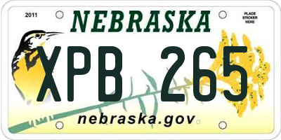 NE license plate XPB265