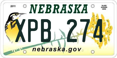NE license plate XPB274