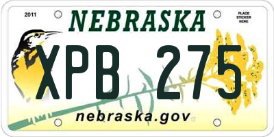 NE license plate XPB275