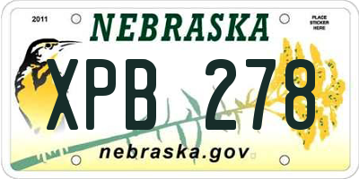 NE license plate XPB278
