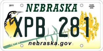 NE license plate XPB281