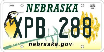 NE license plate XPB288
