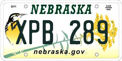 NE license plate XPB289