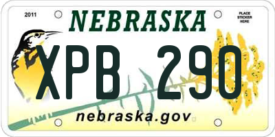 NE license plate XPB290