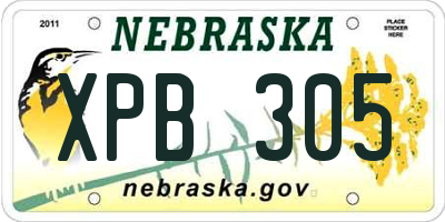 NE license plate XPB305