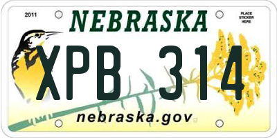 NE license plate XPB314