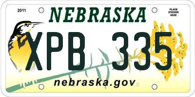 NE license plate XPB335