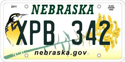 NE license plate XPB342