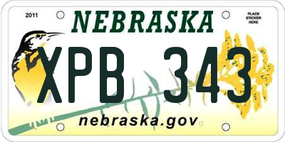 NE license plate XPB343
