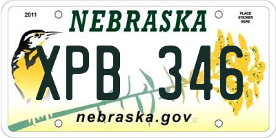 NE license plate XPB346