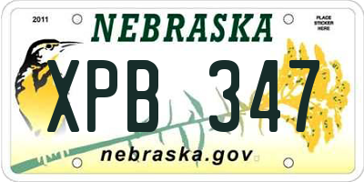 NE license plate XPB347