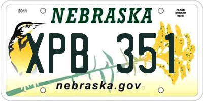 NE license plate XPB351