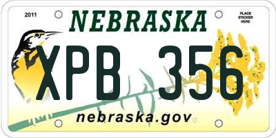 NE license plate XPB356