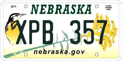 NE license plate XPB357