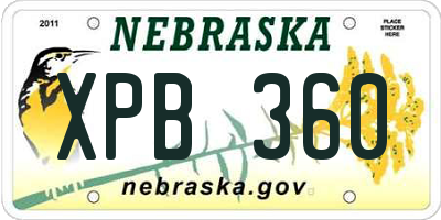 NE license plate XPB360