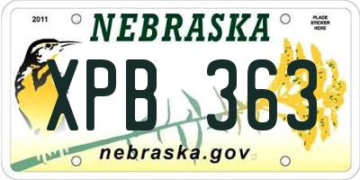 NE license plate XPB363