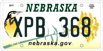 NE license plate XPB368