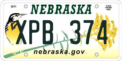 NE license plate XPB374