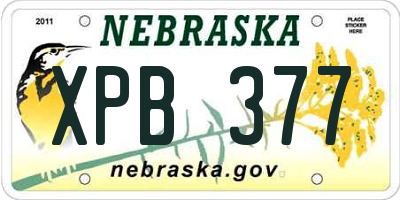 NE license plate XPB377