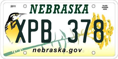 NE license plate XPB378