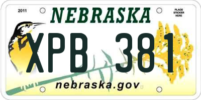NE license plate XPB381