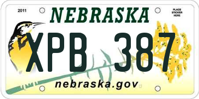 NE license plate XPB387