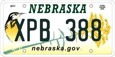 NE license plate XPB388