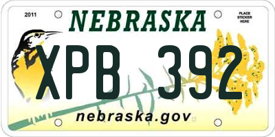 NE license plate XPB392