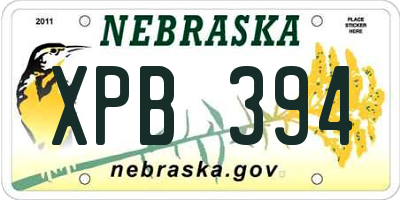 NE license plate XPB394