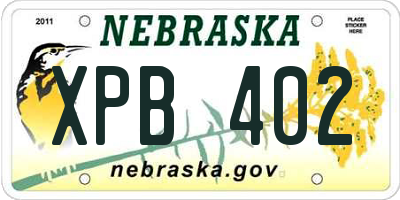 NE license plate XPB402