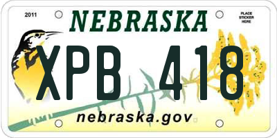 NE license plate XPB418