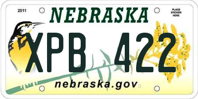 NE license plate XPB422
