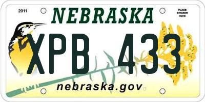 NE license plate XPB433