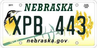NE license plate XPB443