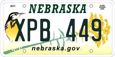 NE license plate XPB449