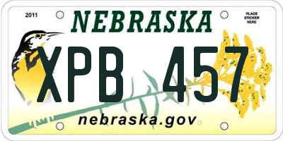 NE license plate XPB457