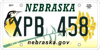 NE license plate XPB458