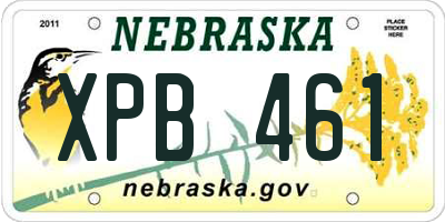 NE license plate XPB461