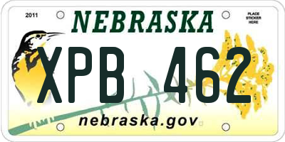 NE license plate XPB462