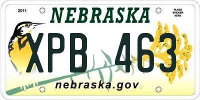 NE license plate XPB463